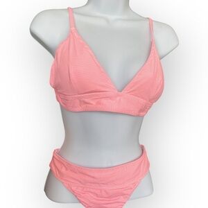 S14 Pink Striped Bikini Set